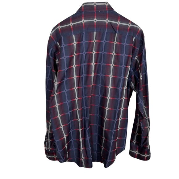 Robert Graham Blue Red Checkered Brocade Long Sleeve Button Down Shirt Men's XL - Picture 2 of 7